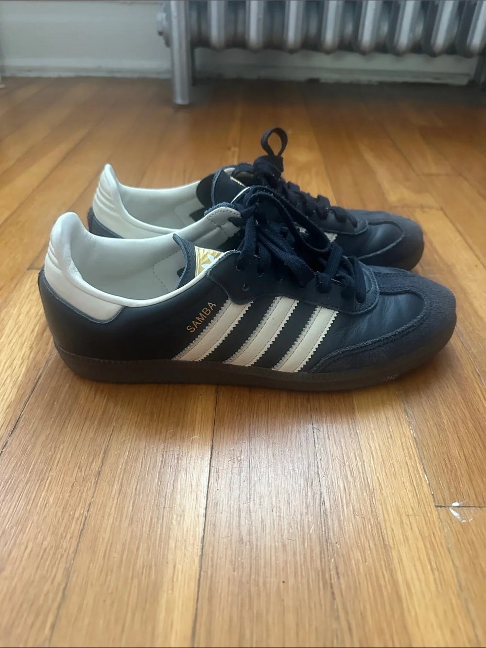 Navy blue Adidas Sambas
